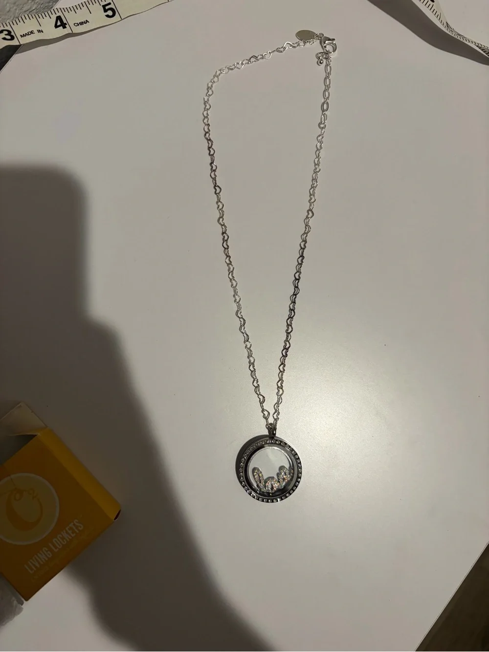 Origami Owl Silver 'Love' Crystal Locket Necklace with Multicolor Stones